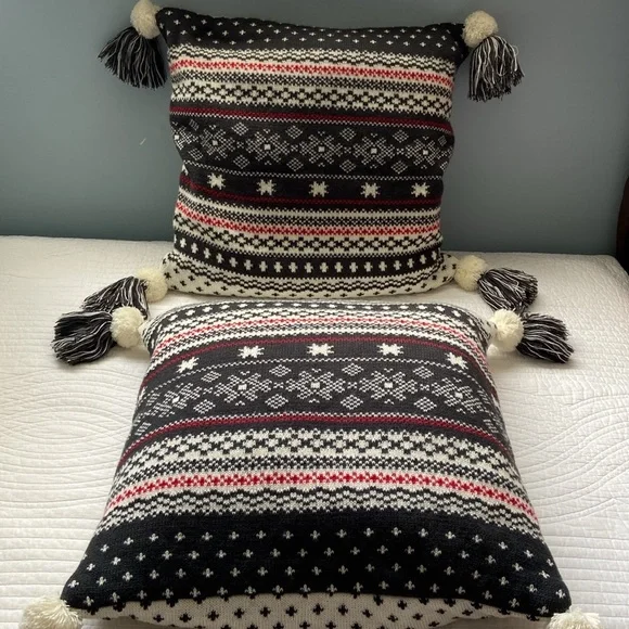 Brooks Brothers Fair Isle Sweater Knit Accent Pillow Covers Set of Two - Picture 6 of 16